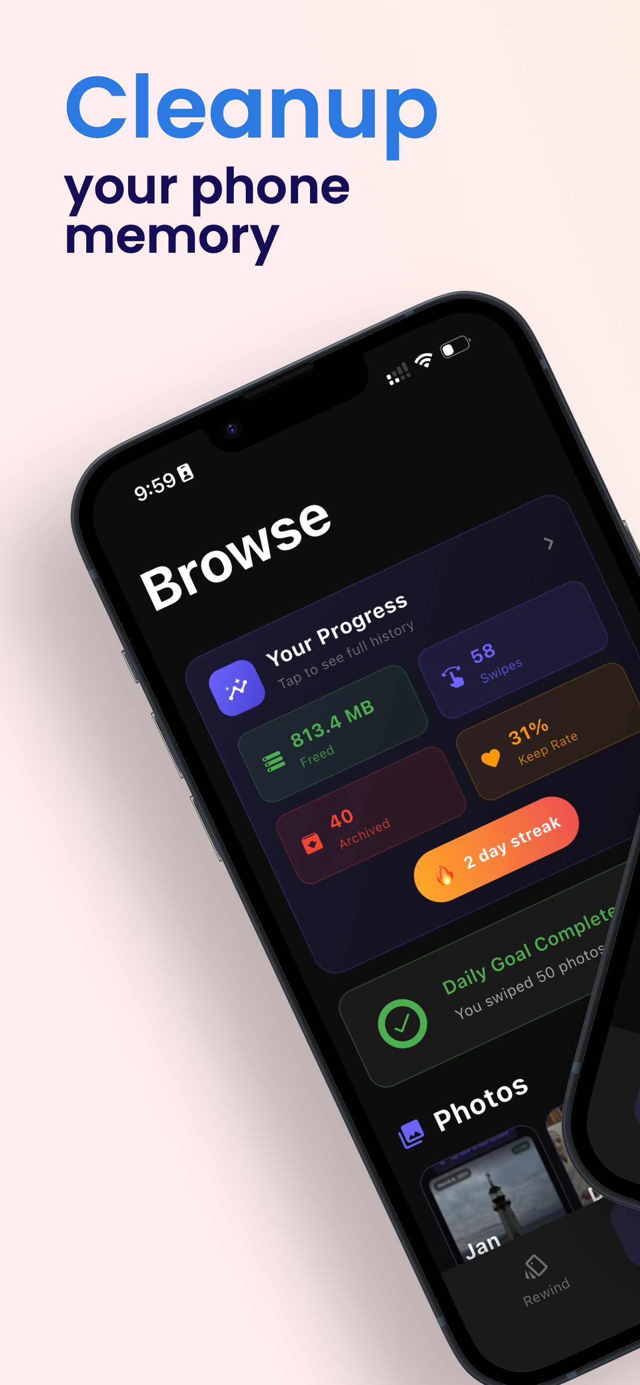 Rewind app interface