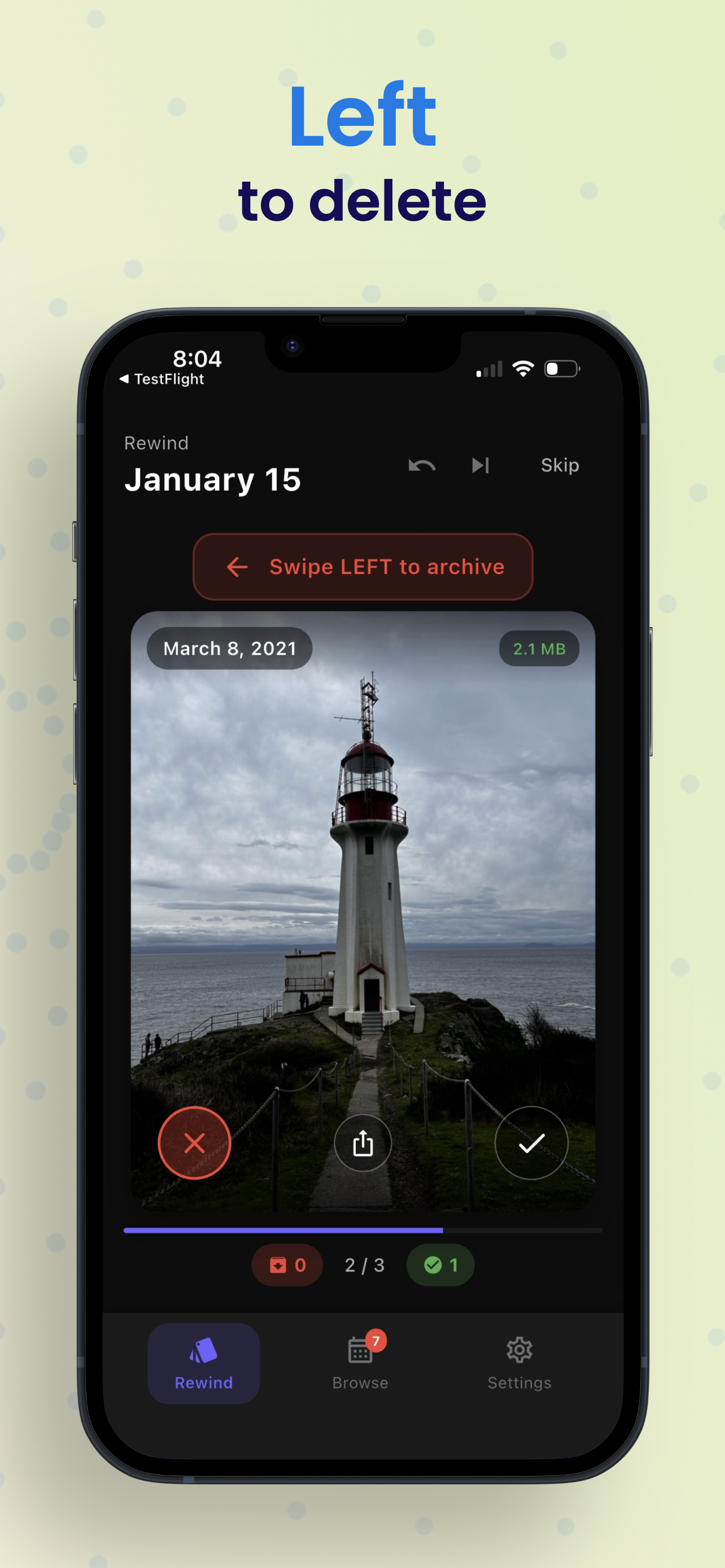Rewind app interface