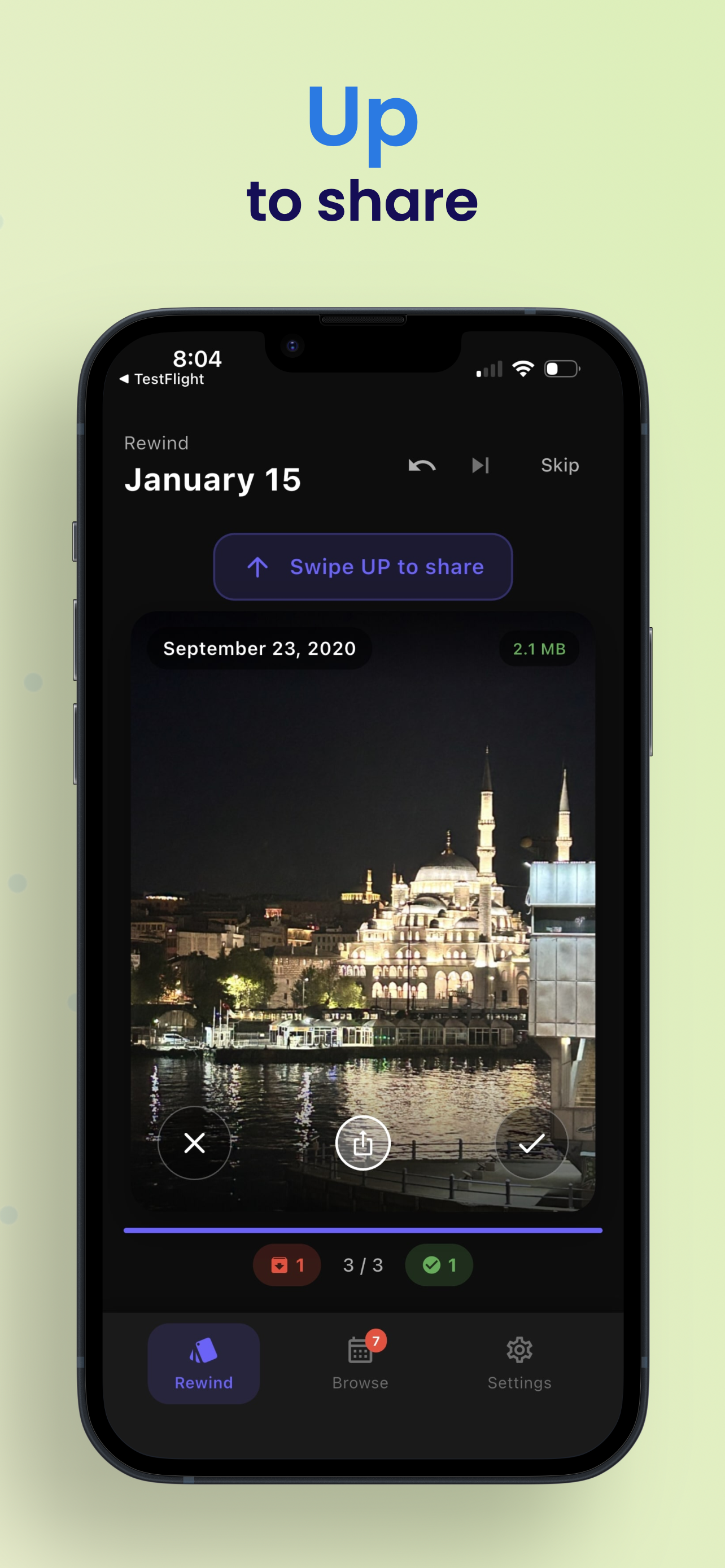 Rewind app interface