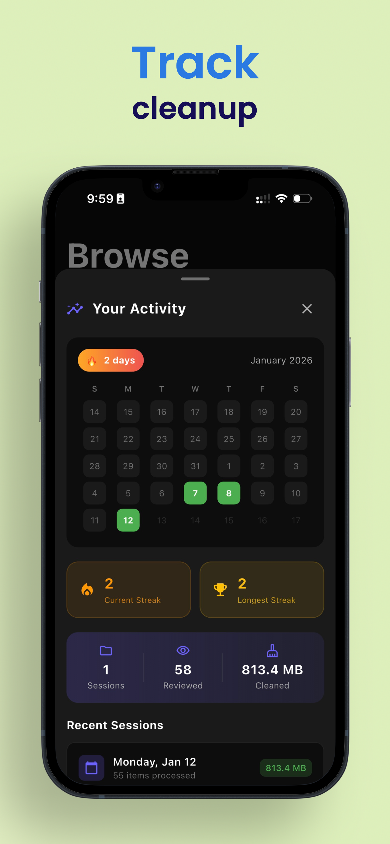 Rewind app interface